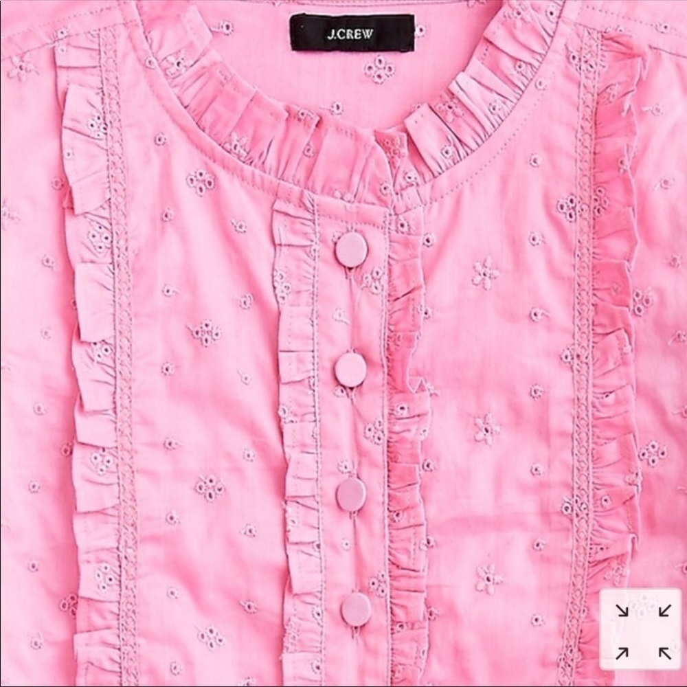 J Crew Pink Ruffle Floral Eyelet Larkspur Pink XXS - Picture 4 of 13